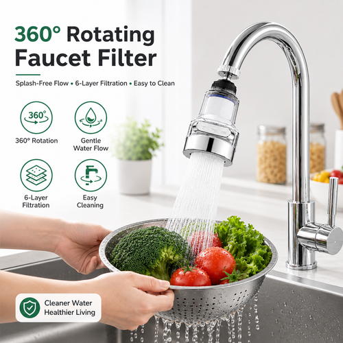 360° Rotating Faucet Aerator Filter, 6-Layer Filter with 3 Water Modes（ Includes 10 Replacement Filters ）